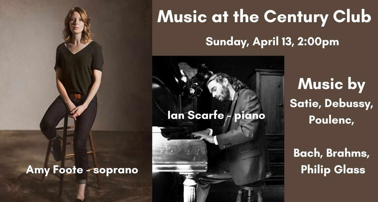 Music at the Century Club - Program change! Now featuring Amy Foote ⭐️ 