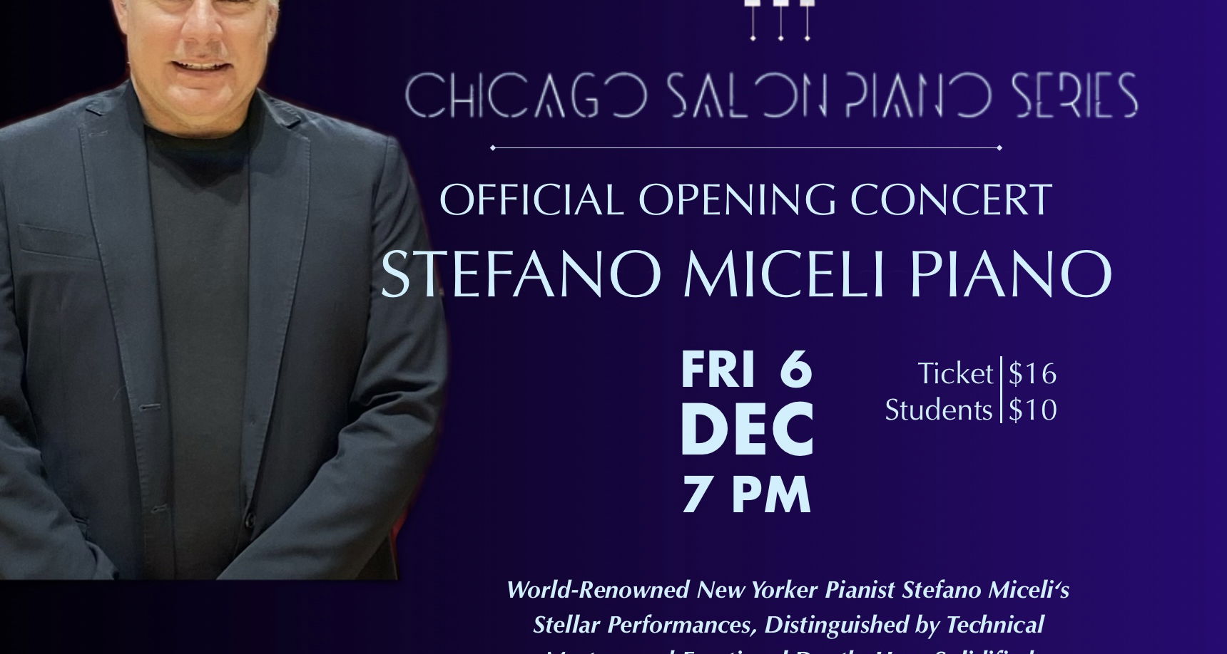 Chicago Salon Piano Series with Stefano Miceli, Piano 
