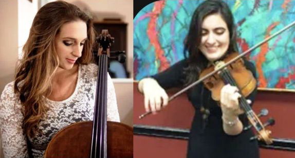 Sunday 2pm 14 Dec 2025 Emma Hayes Johnson, Cello & Nusheen Farahani, Violin; POTLUCK dinner buffet 95/46