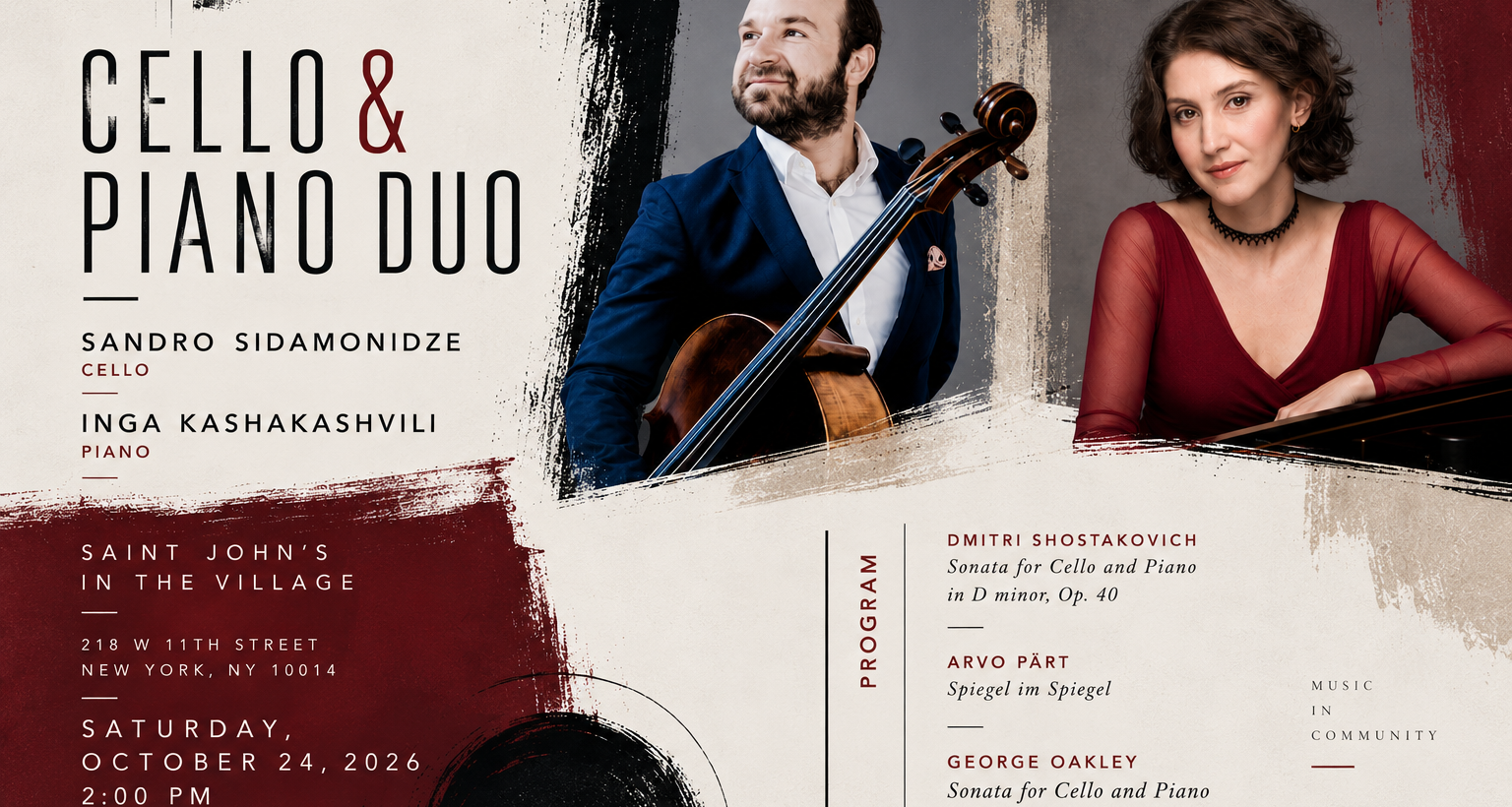 Cello and Piano Duo in the Village 