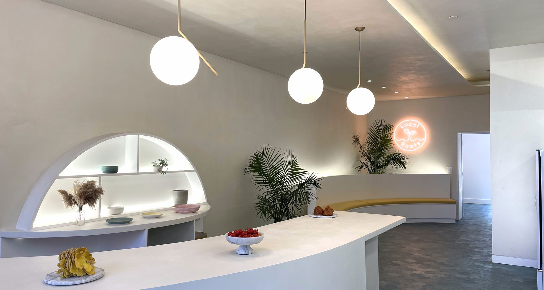 Live music in the pink backyard of a farm to table Brooklyn cafe