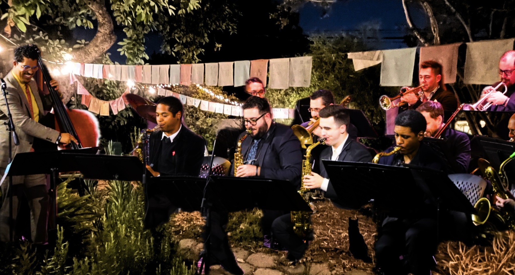 Mara Kaye and the Marlonius Jazz Orchestra under the avocado tree! 🥑🙌💜🎺