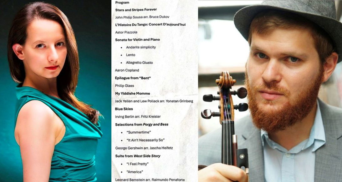 07sep25 Sunday 2pm Teodora Adzharova, Piano, & Yonatan Greenberg, violin; & POTLUCK dinner buffet. 92/43